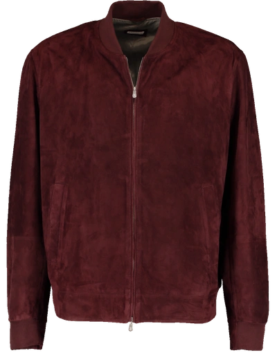 Shop Brunello Cucinelli Suede Bomber In Radichio