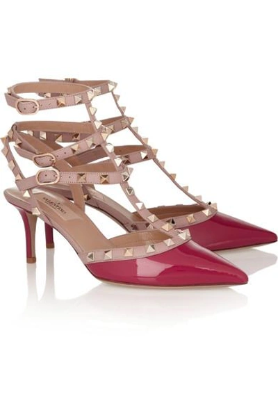 Shop Valentino Rockstud Leather Pumps In Pink