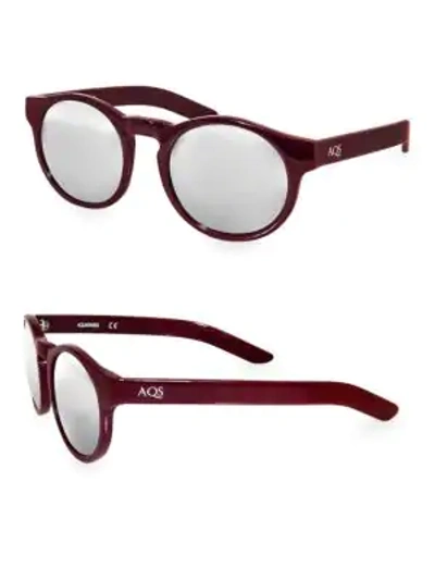 Shop Aqs Women's Benni 49mm Round Sunglasses In Burgundy