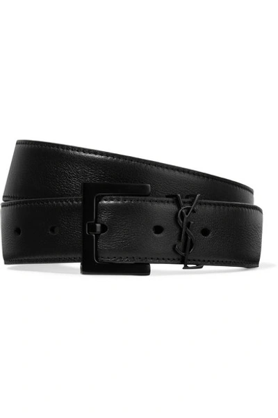 Shop Saint Laurent Embellished Leather Belt In Black