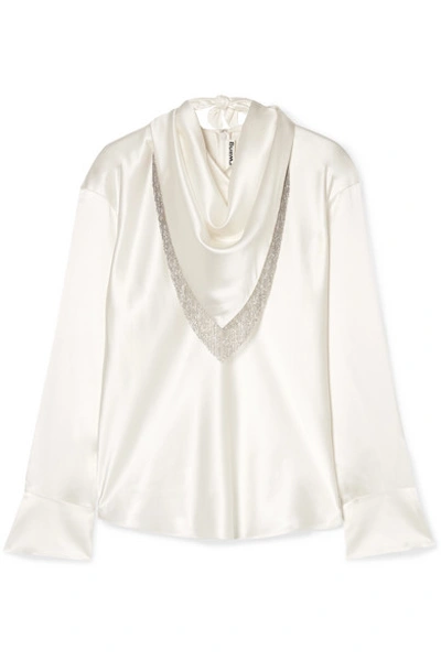 Shop Alexander Wang Chain-embellished Silk-satin Blouse In Ivory