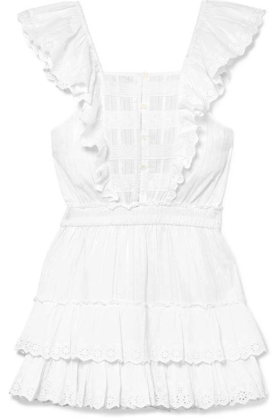 Shop Loveshackfancy Margaret Ruffled Broderie Anglaise Cotton Mini Dress In White