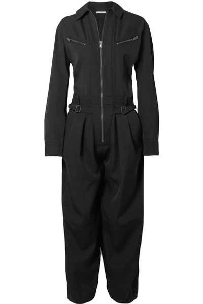 Shop Givenchy Grain De Poudre Wool Jumpsuit In Black