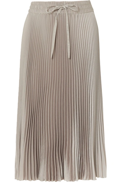 Shop Red Valentino Pleated Satin Midi Skirt In Gray