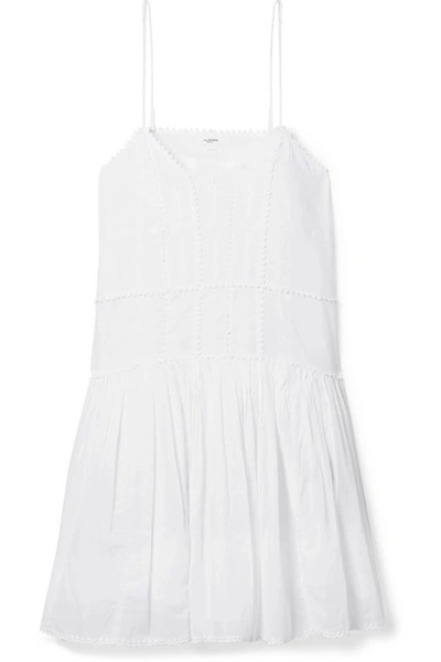 Shop Isabel Marant Étoile Amelie Embroidered Cotton-voile Mini Dress In White