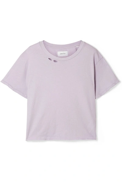 Shop Current Elliott The Short Distressed Cotton-jersey T-shirt In Lavender