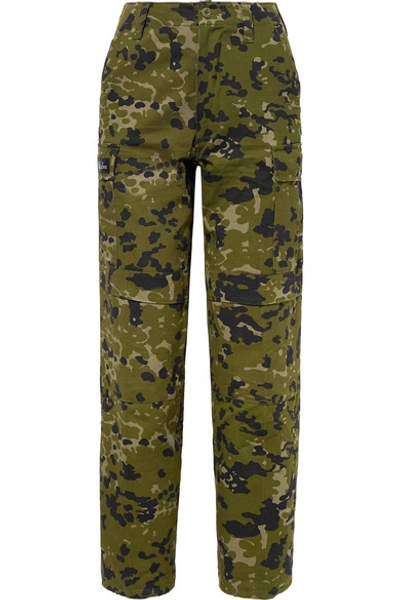 Shop We11 Done Camouflage-print Cotton-twill Tapered Pants In Army Green