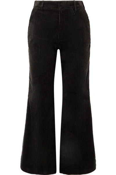 Shop Alexa Chung Corduroy Wide-leg Pants In Black