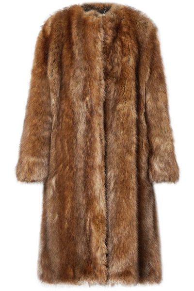 Shop Givenchy Faux Fur Coat In Brown