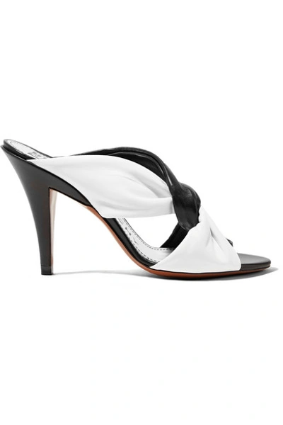 Shop Givenchy Knotted Two-tone Leather Mules