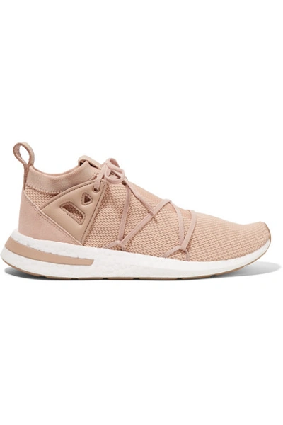 Shop Adidas Originals Arkyn Suede And Rubber-trimmed Stretch-knit Sneakers In Antique Rose