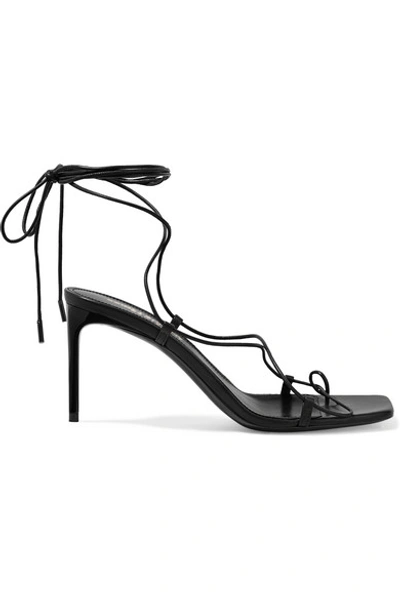 Shop Saint Laurent Paris Minimalist Leather Sandals In Black