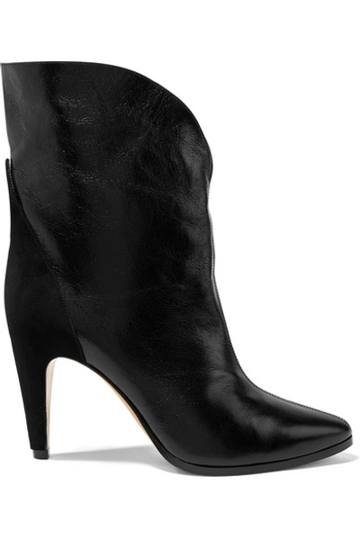 Shop Givenchy Gv3 Suede-trimmed Textured-leather Ankle Boots In Black