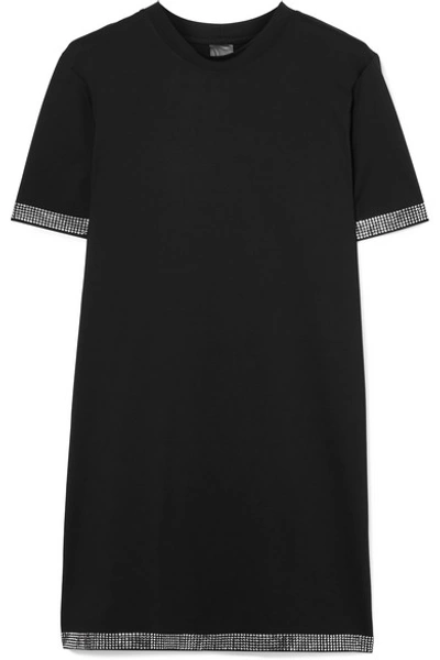 Shop Adam Selman Sport Crystal-embellished Stretch Mini Dress In Black