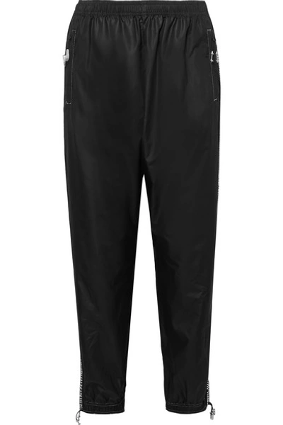 Shop Adam Selman Sport Crystal-embellished Shell Track Pants In Black