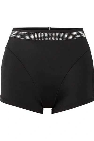 Shop Adam Selman Sport Crystal-embellished Stretch Shorts In Black