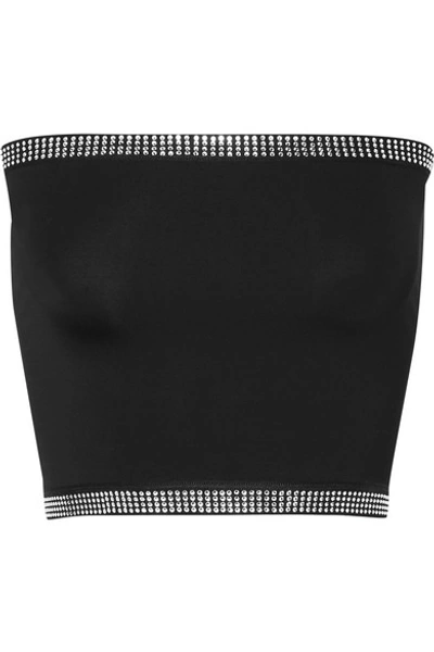 Shop Adam Selman Sport Crystal-embellished Stretch Bustier Top In Black