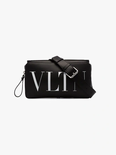 Shop Valentino Black Vltn Logo Cross Body Bag