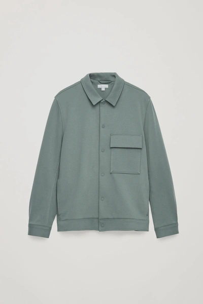 Shop Cos Jersey Twill Shirt Jacket In Green