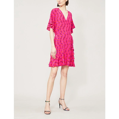 Shop Kenzo Wavy Dots Silk-crepe Mini Dress In Pink
