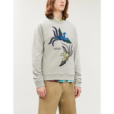Shop Kenzo Phoenix Cotton-jersey Sweatshirt In Pearl Grey