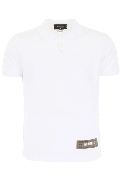 Shop Dsquared2 Army Logo Polo Shirt In White|bianco