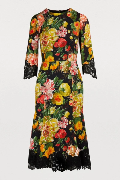 Shop Dolce & Gabbana Flower Mix Midi Dress