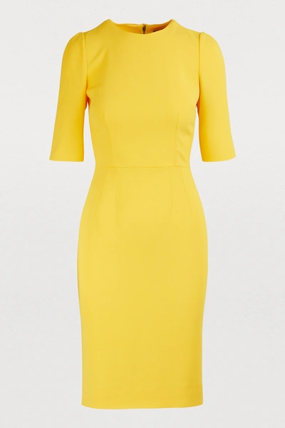 Shop Dolce & Gabbana Stretch Midi Dress In Yellow