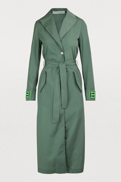 Shop Off-white Logo Trench Coat In Green