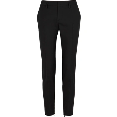 Shop Saint Laurent Black Slim-leg Wool Trousers