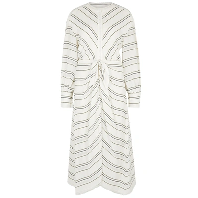 Shop Proenza Schouler Off-white Striped Midi Dress