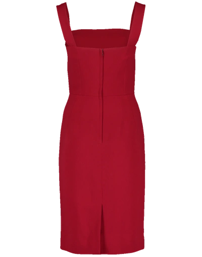 Shop Dolce & Gabbana Square Neck Fitted Dress In Bordeaux