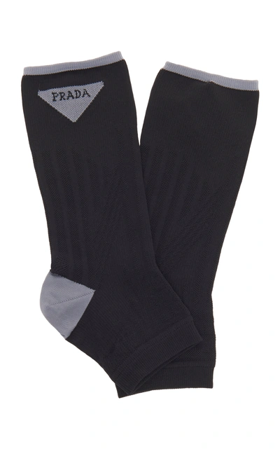 Shop Prada Two Toned Sock In Black/white