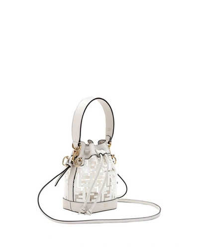 Shop Fendi Mon Tresor Mini Ff Bucket Bag In White