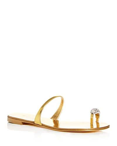Shop Giuseppe Zanotti Women's Swarovski Crystal Toe Ring Slide Sandals In Oro