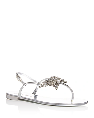 Shop Giuseppe Zanotti Women's Swarovski Crystal Butterfly T-strap Sandals In Silver