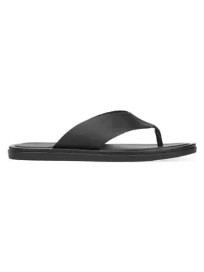 Shop Vince Dean Leather Flat Thong Sandals In Black
