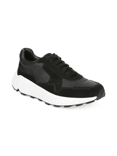 Shop Vince Eastside Chunky Leather & Suede Trainers In Black