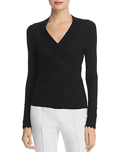 Shop Elie Tahari Madeline Crossover Sweater In Black