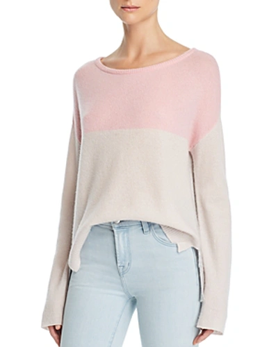 Shop Atm Anthony Thomas Melillo Color-blocked Cashmere Sweater In Bubble Gum