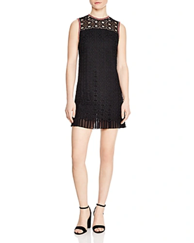 Shop Sandro Franck Sleeveless Chain-link Lace Mini Dress In Black