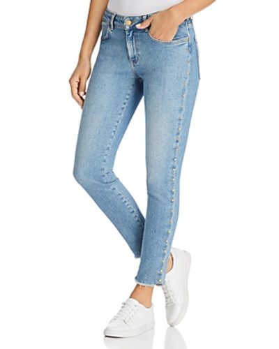 Shop Escada Studded Skinny Ankle Jeans In Bright Blue