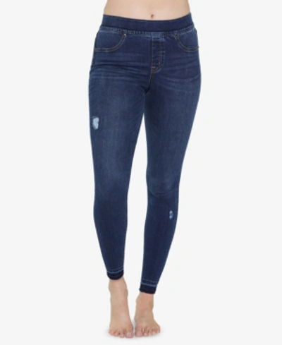 Shop Spanx Distressed Skinny Jeans In Medium Wash