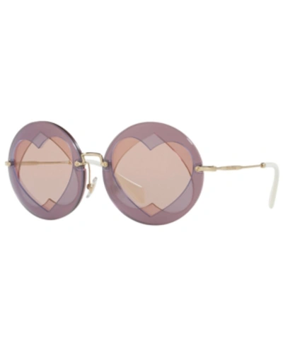 Shop Miu Miu Sunglasses, Mu 01ss 62 In Lilac/pink/pink Mirror Gold