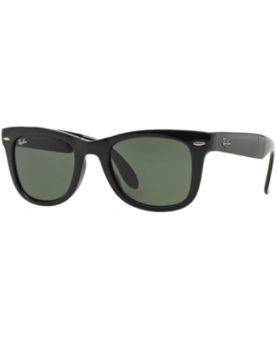 Shop Ray Ban Ray-ban Sunglasses, Rb4105 Folding Wayfarer In Shiny Black/green