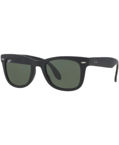 Shop Ray Ban Ray-ban Sunglasses, Rb4105 Folding Wayfarer In Matte Black/green