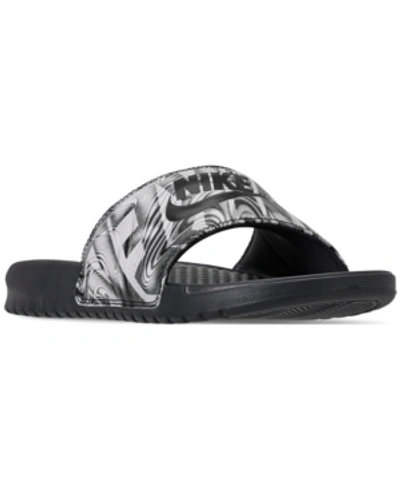 Shop Nike Men's Benassi Jdi Print Slide Sandals From Finish Line In Anthracite/black