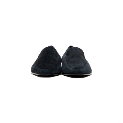 Shop The Row Blue Suede Minimal Loafers In Slb Slate B