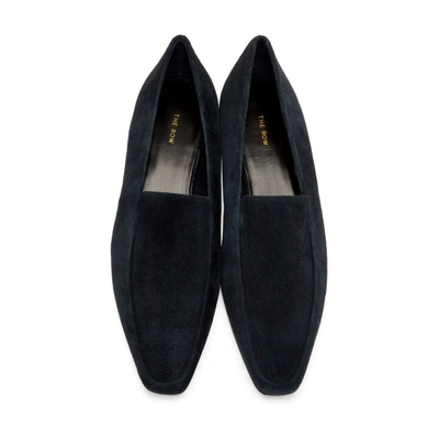 Shop The Row Blue Suede Minimal Loafers In Slb Slate B