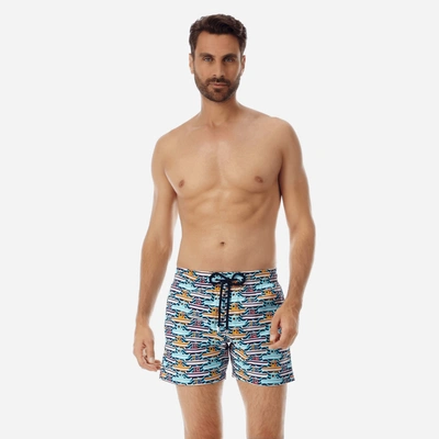 Shop Vilebrequin Men Swimwear - Men Stretch Swimtrunks Mykonos - Swimwear - Monrise In Blue